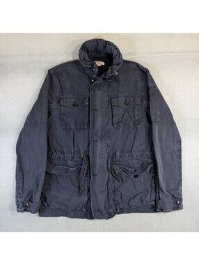 Wallace & Barnes Field Jacket Mens Medium Tall Blue Hooded Military Utility Army